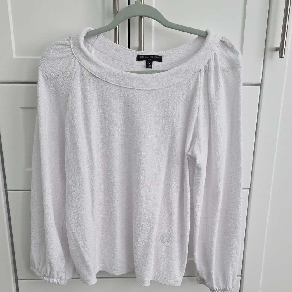 Banana Republic White Textured Blouse
